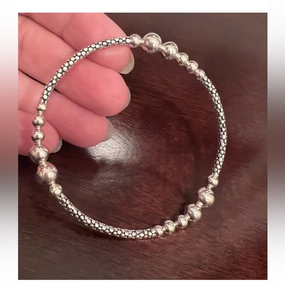 michael dawkins sterling Silver ball Bead bangle Bracelet slip on